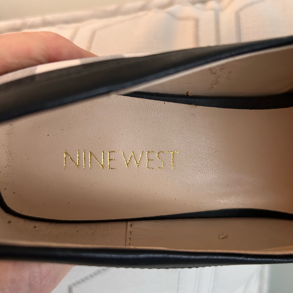Nine West Black and White Fabric Checkered Loafers - Picture 10 of 11